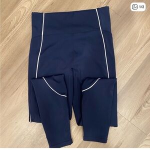 Fabletics Motion365+ Navy Leggings with White Accents